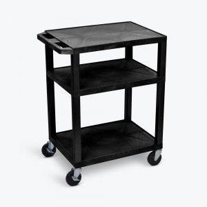 Luxor WT34E Tuffy Black 3 Shelf Av Cart W Electric