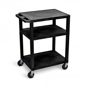 Luxor WT34E Tuffy Black 3 Shelf Av Cart W Electric