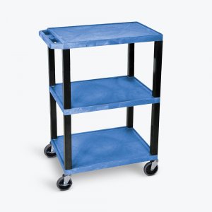 Luxor WT34BUS Blue 3 Shelf Specialty Utility Cart