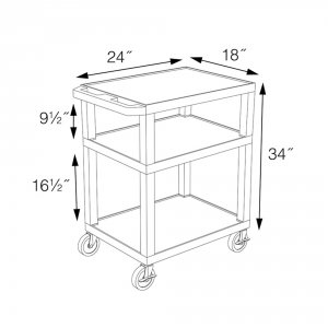 Luxor WT34BUS Blue 3 Shelf Specialty Utility Cart