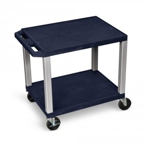 Luxor WT26ZE-N Tuffy Navy Blue 2 Shelf Av Cart W Nickel Legs  Electric