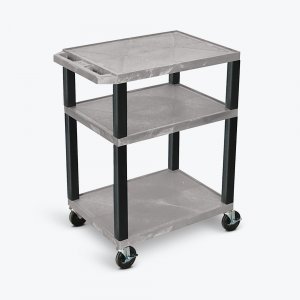 Luxor WT34GYE-B Tuffy Gray 3 Shelf Av Cart W Black Legs  Electric