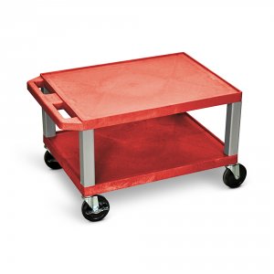 Luxor WT16RE-N Tuffy Red 2 Shelf Av Cart W Nickel Legs  Electric