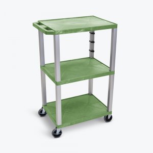 Luxor WT42GE-N Green Tuffy 3 Shelf 42 Av Cart W Nickel Legs  Electric