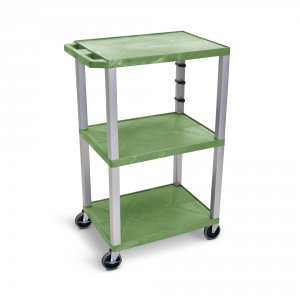 Luxor WT42GE-N Green Tuffy 3 Shelf 42 Av Cart W Nickel Legs  Electric