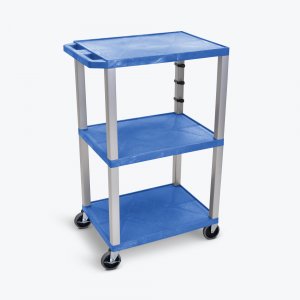 Luxor WT42BUE-N Blue Tuffy 3 Shelf 42 Av Cart W Nickel Legs  Electric