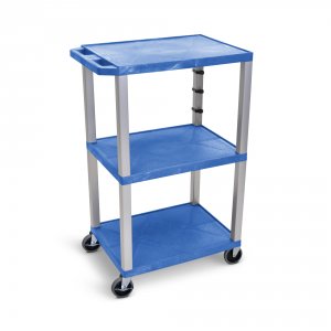 Luxor WT42BUE-N Blue Tuffy 3 Shelf 42 Av Cart W Nickel Legs  Electric