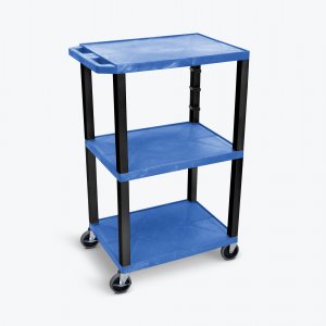 Luxor WT42BUE-B Blue Tuffy 3 Shelf 42 Av Cart W Black Legs  Electric