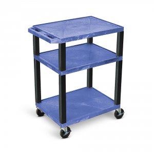 Luxor WT34BUE-B Tuffy Blue 3 Shelf Av Cart W Black Legs  Electric