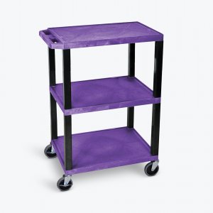 Luxor WT34PS Purple 3 Shelf Specialty Utility Cart