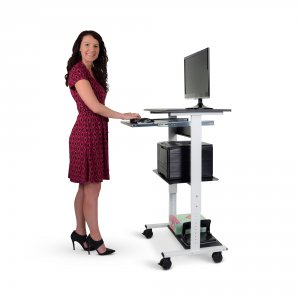 Luxor STAND-WS30 Stand-ws30 Mobile 3 Shelf Adjustable Stand Up Worksta