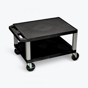 Luxor WT16E-N Tuffy Black 2 Shelf Av Cart W  Nickel Legs  Electric