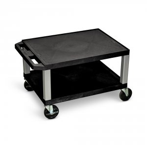 Luxor WT16E-N Tuffy Black 2 Shelf Av Cart W  Nickel Legs  Electric