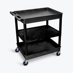 Luxor TC121-B 3 Shelf Large Black Tub Cart