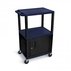 Luxor WT42ZC2E-B Navy Blue Tuffy 3 Shelf 42 Av Cart W Black Legs, Cabi