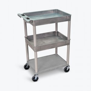 Luxor STC112-G 3 Shelf Gray Tub Cart