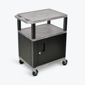 Luxor WT34GYC2E-B Tuffy Gray 3 Shelf Av Cart W Black Legs, Cabinet  El