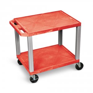 Luxor WT26RE-N Tuffy Red 2 Shelf Av Cart W Nickel Legs  Electric