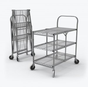 Luxor WSCC-3 Three-shelf Collapsible Wire Utility Cart