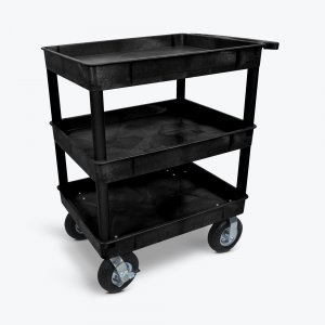 Luxor TC111P8-B Black 24x32 3 Tub Cart W P8 Casters