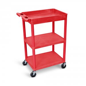 Luxor RDSTC122RD Tub Cart Red 1 Tub And 2 Flat Shelves