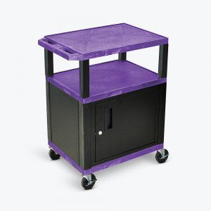 Luxor WT34PC2E-B Tuffy Purple 3 Shelf Av Cart W Black Legs, Cabinet  E