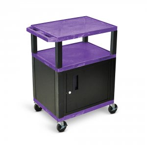 Luxor WT34PC2E-B Tuffy Purple 3 Shelf Av Cart W Black Legs, Cabinet  E