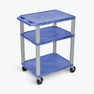 Luxor WT34BUE-N Tuffy Blue 3 Shelf Av Cart W Nickel Legs  Electric