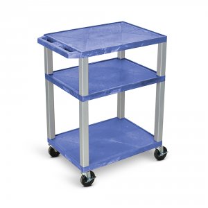 Luxor WT34BUE-N Tuffy Blue 3 Shelf Av Cart W Nickel Legs  Electric