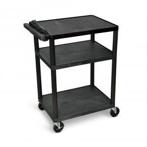 Luxor LP34E-B Endura 3 Shelf Black Presentation Cart 34h