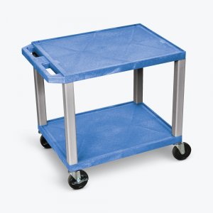 Luxor WT26BUE-N Tuffy Blue 2 Shelf Av Cart W Nickel Legs  Electric