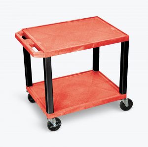 Luxor WT26RE-B Tuffy Red 2 Shelf Av Cart W Black Legs  Electric