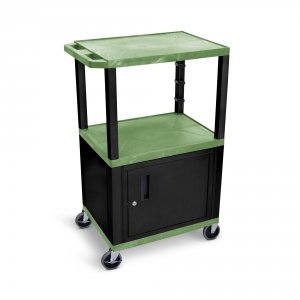 Luxor WT42GC2E-B Green Tuffy 3 Shelf 42 Av Cart W Black Legs, Cabinet 