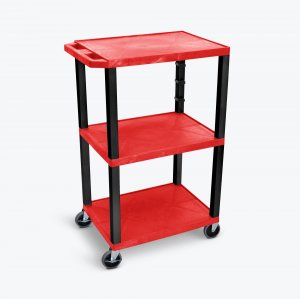 Luxor WT42RE-B Red Tuffy 3 Shelf 42 Av Cart W Black Legs  Electric