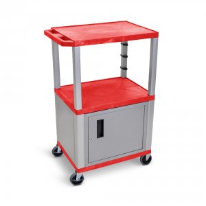 Luxor WT42RC4E-N Red Tuffy 3 Shelf 42 Av Cart W Nickel Legs, Cabinet  