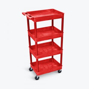 Luxor RDSTC1111RD  4 Shelf Tub Cart Red