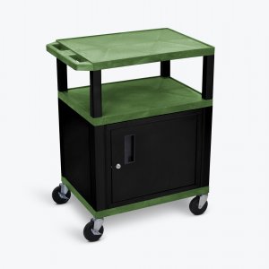 Luxor WT34GC2E-B Tuffy Green 3 Shelf Av Cart W Black Legs, Cabinet  El