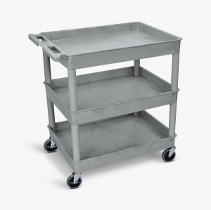 Luxor TC111-G 3 Shelf Large Gray Tub Cart