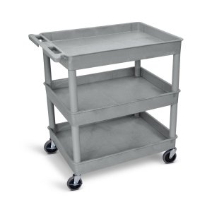 Luxor TC111-G 3 Shelf Large Gray Tub Cart