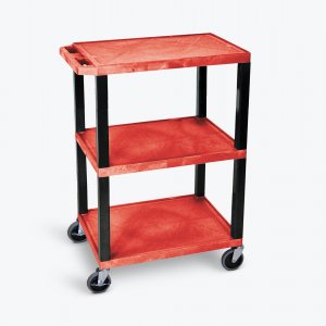 Luxor WT34RS Red 3 Shelf Specialty Utility Cart