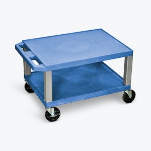 Luxor WT16BUE-N Tuffy Blue 2 Shelf Av Cart W Nickel Legs And Electric