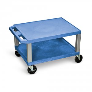 Luxor WT16BUE-N Tuffy Blue 2 Shelf Av Cart W Nickel Legs And Electric