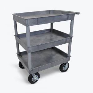 Luxor TC111P8-G Gray 24x32 3 Tub Cart W P8 Casters