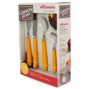 Gibson 127716.16 Home Altamara 16 Piece Flatware Set In Orange, Servic