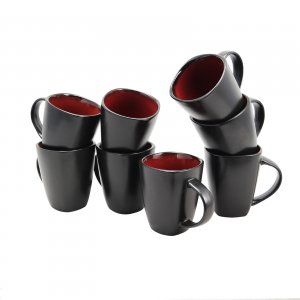 Gibson 79419.01 Elite Soho Lounge 12 Oz. Mug Set In Red, Set Of 8