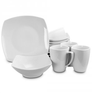 Gibson 118325.12 Home Zen Buffetware Square 12 Piece Dinnerware Set