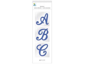 Bulk CH435 40 Piece Blue Script Alphabet Stickers