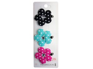 Bulk CA598 3 Count Flower Salon Clips With Gems