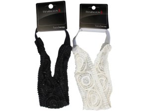 Bulk BB867 1 Count Crochet Head Wrap In Black And Cream Assorted Color