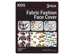 Bulk MO141 3 Pack Boys Vehicles Washable Face Masks 3 Assorted